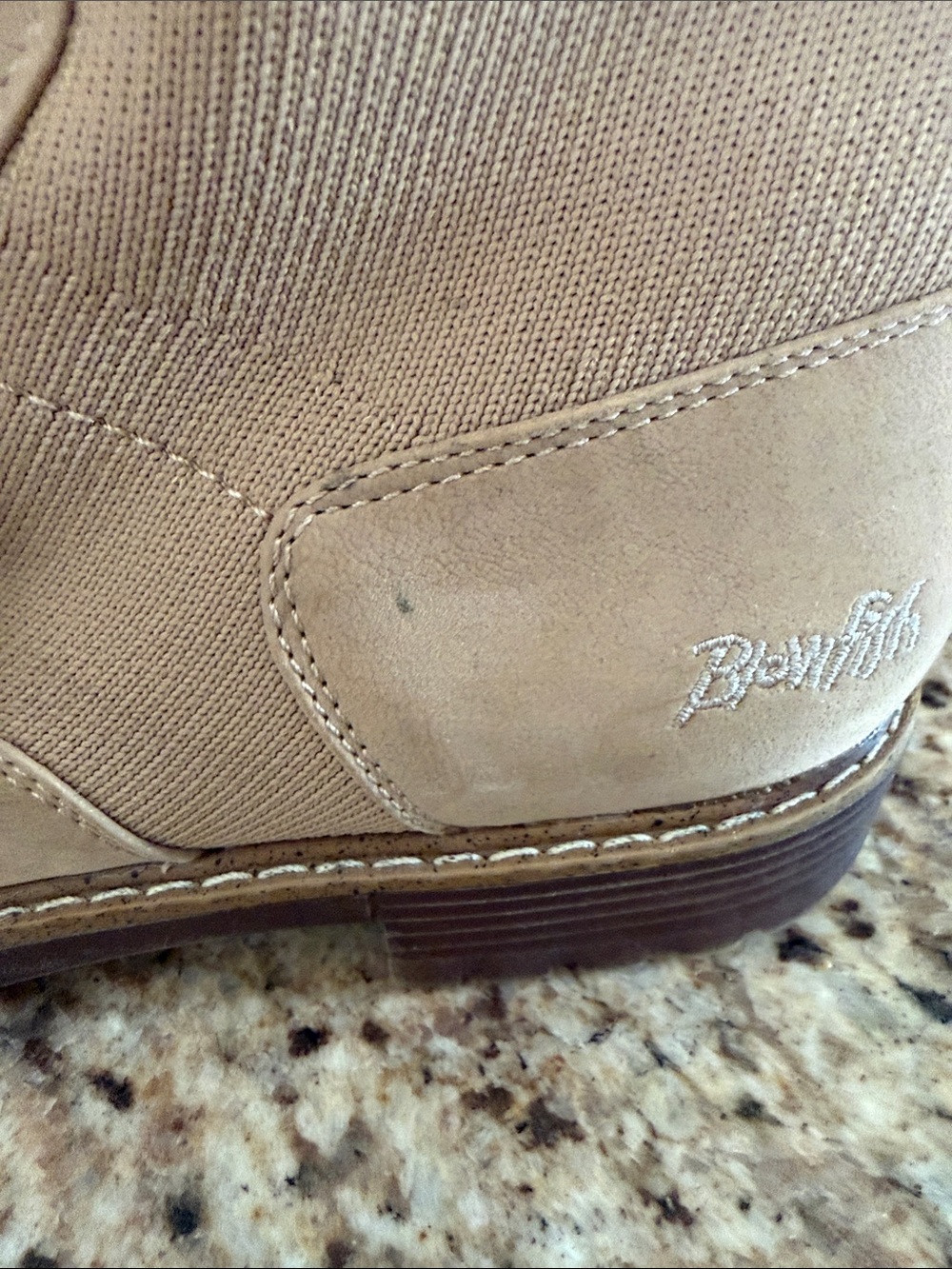 Women's Tan Lace-Up Knit Collar Combat Boots - Picture 4 of 8